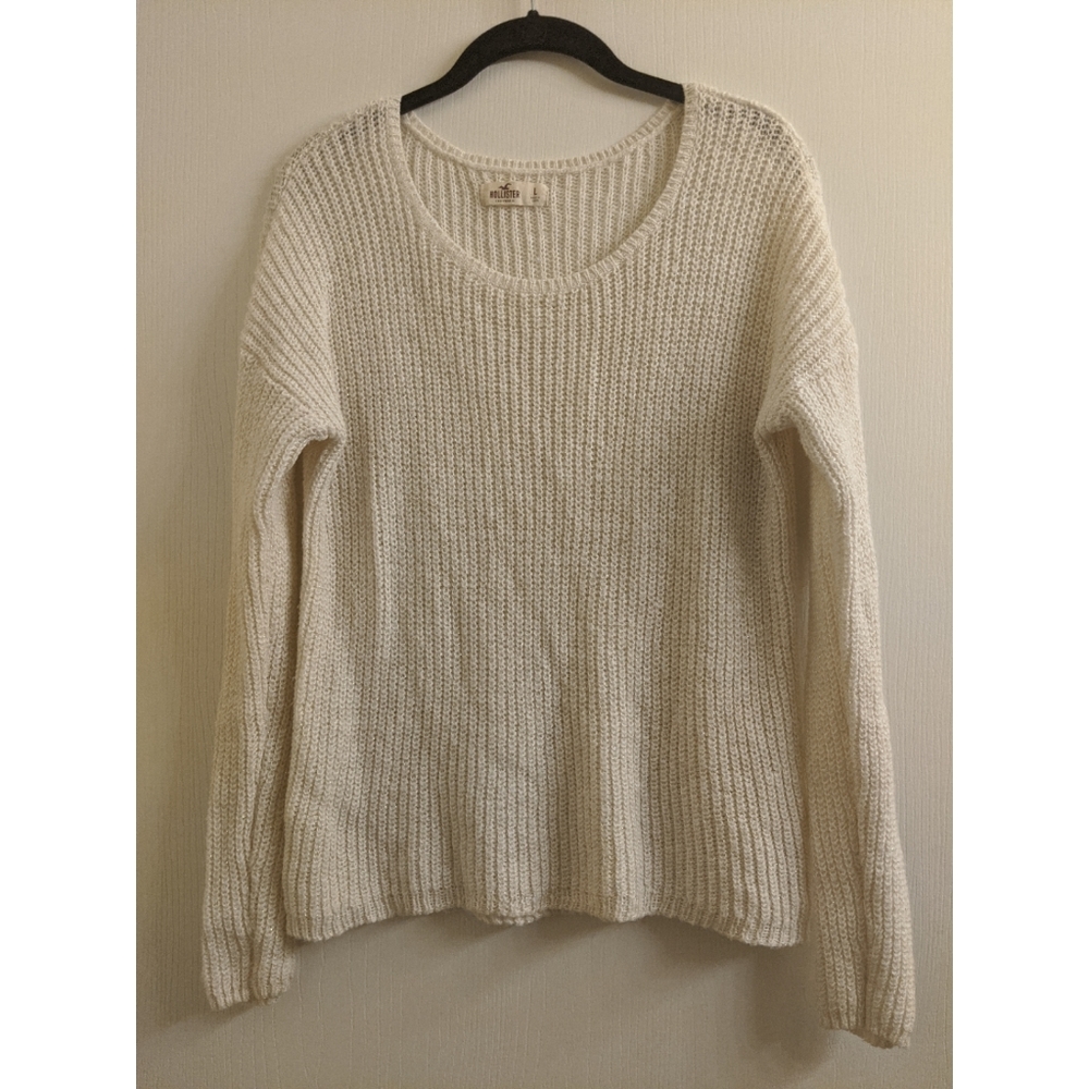 Hollister Women's Knitted Sweater Cream Sparkle